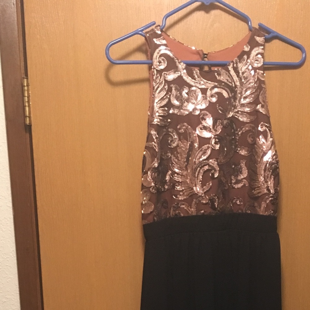 Black and bronze prom dress